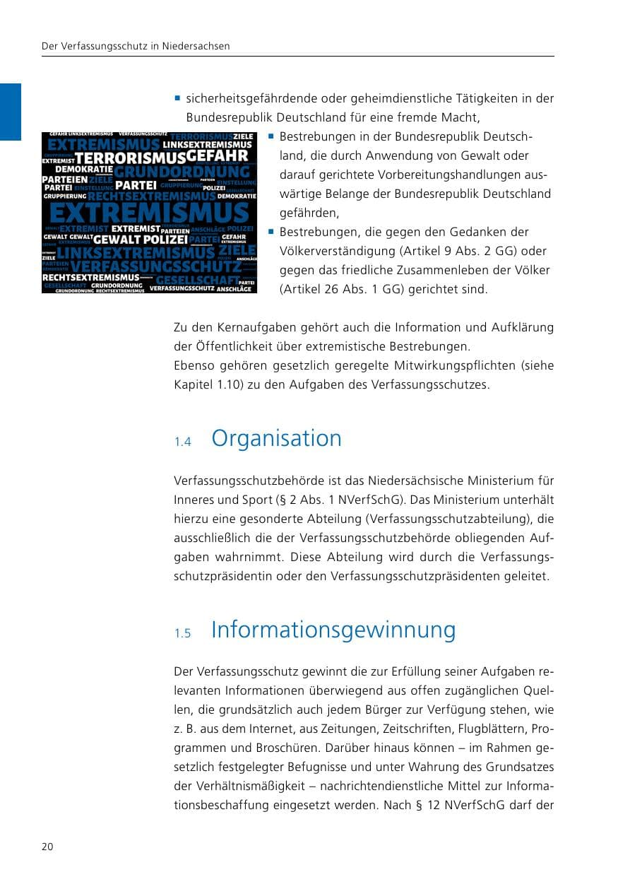 Seite 22 des Verfassungsschutzbericht 2020 Niedersachsen