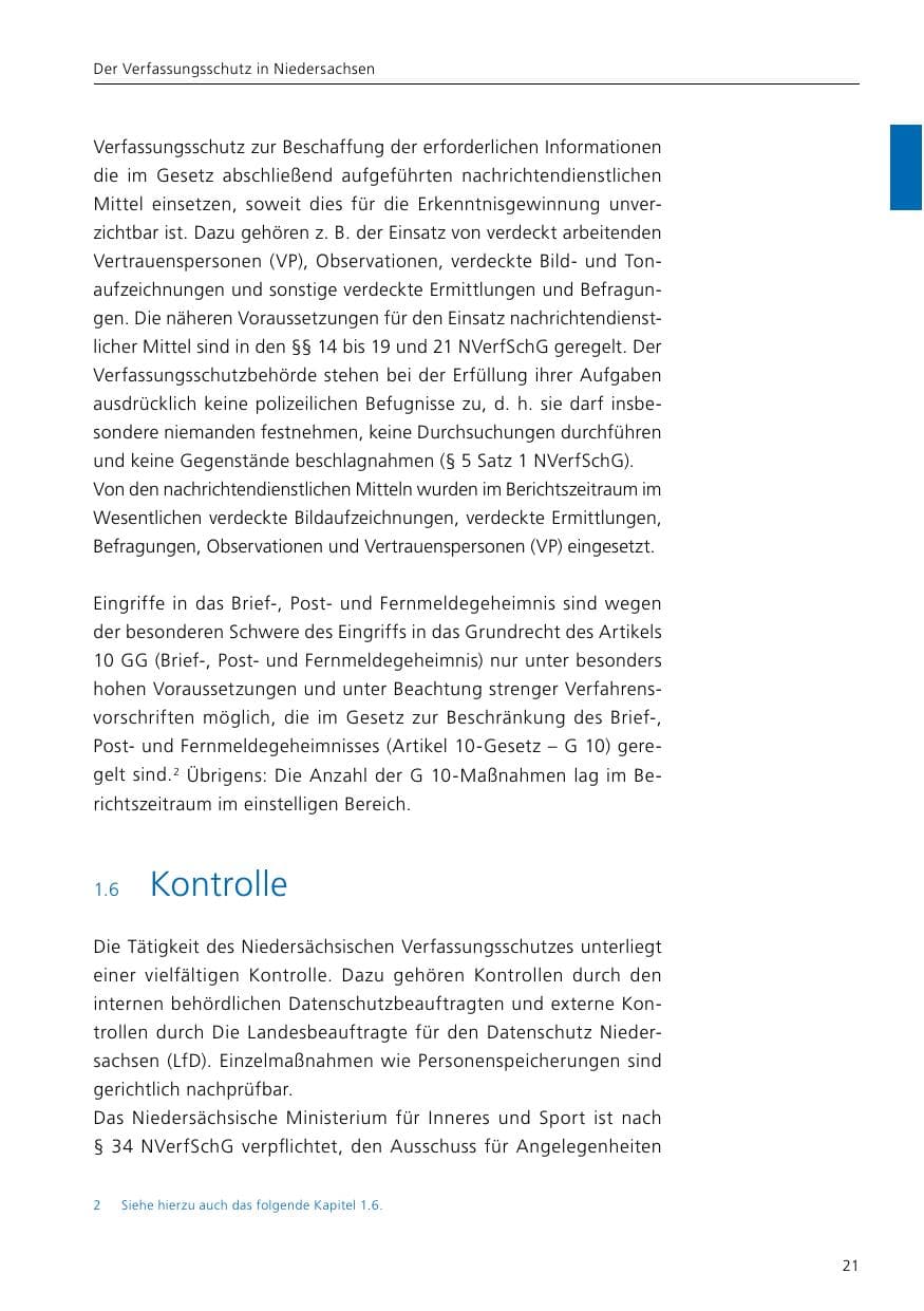Seite 23 des Verfassungsschutzbericht 2020 Niedersachsen