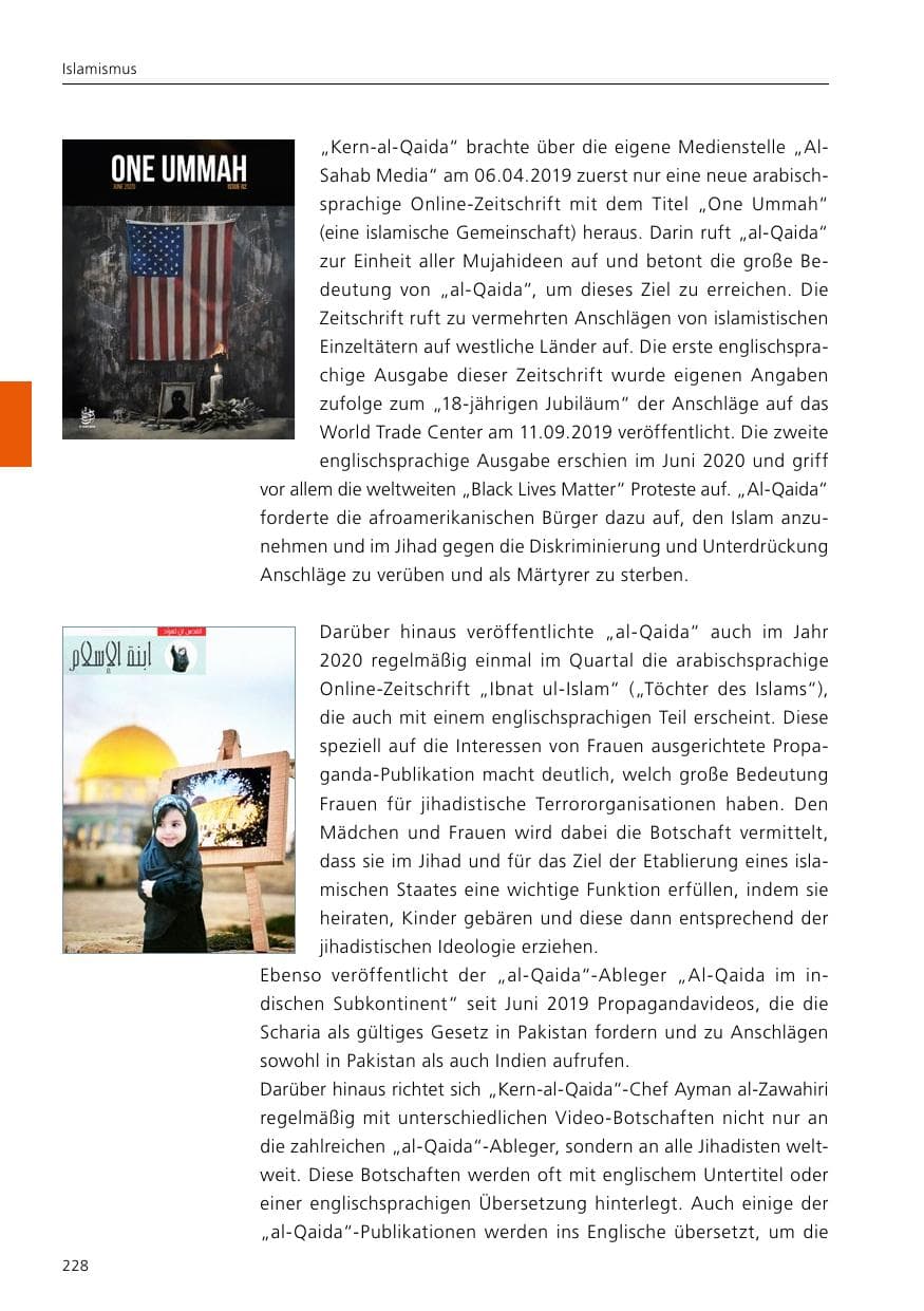Seite 230 des Verfassungsschutzbericht 2020 Niedersachsen