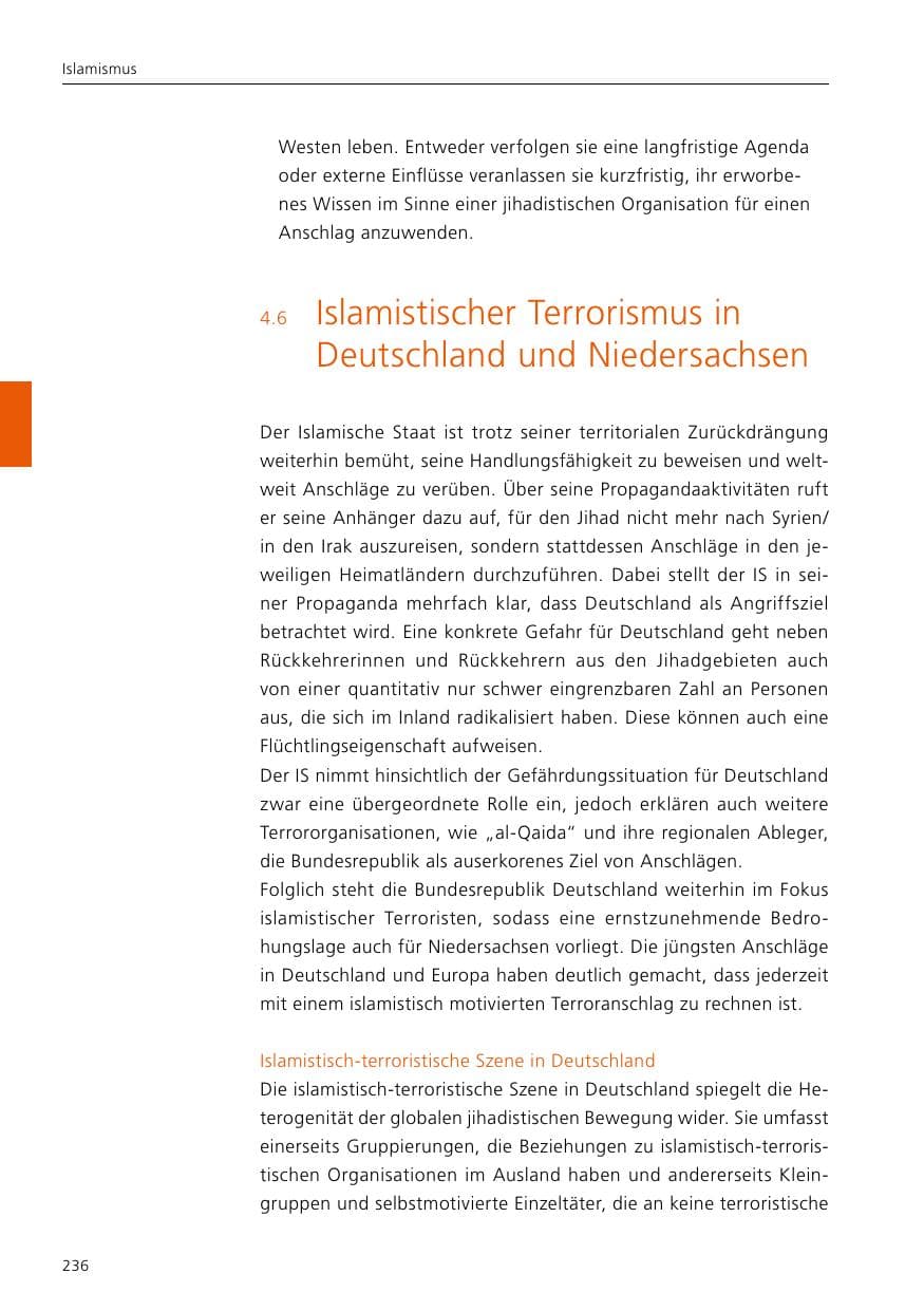 Seite 238 des Verfassungsschutzbericht 2020 Niedersachsen