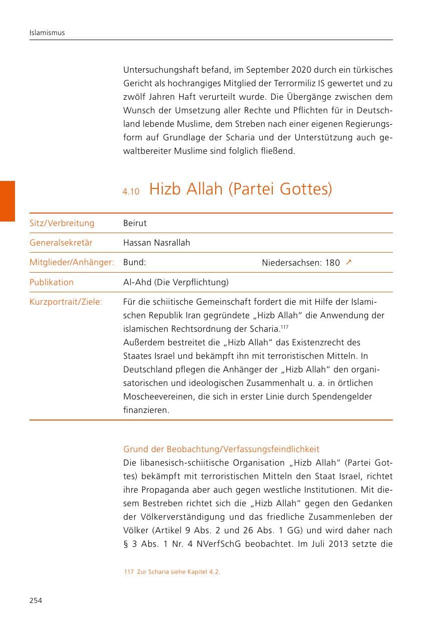 Seite 256 des Verfassungsschutzbericht 2020 Niedersachsen