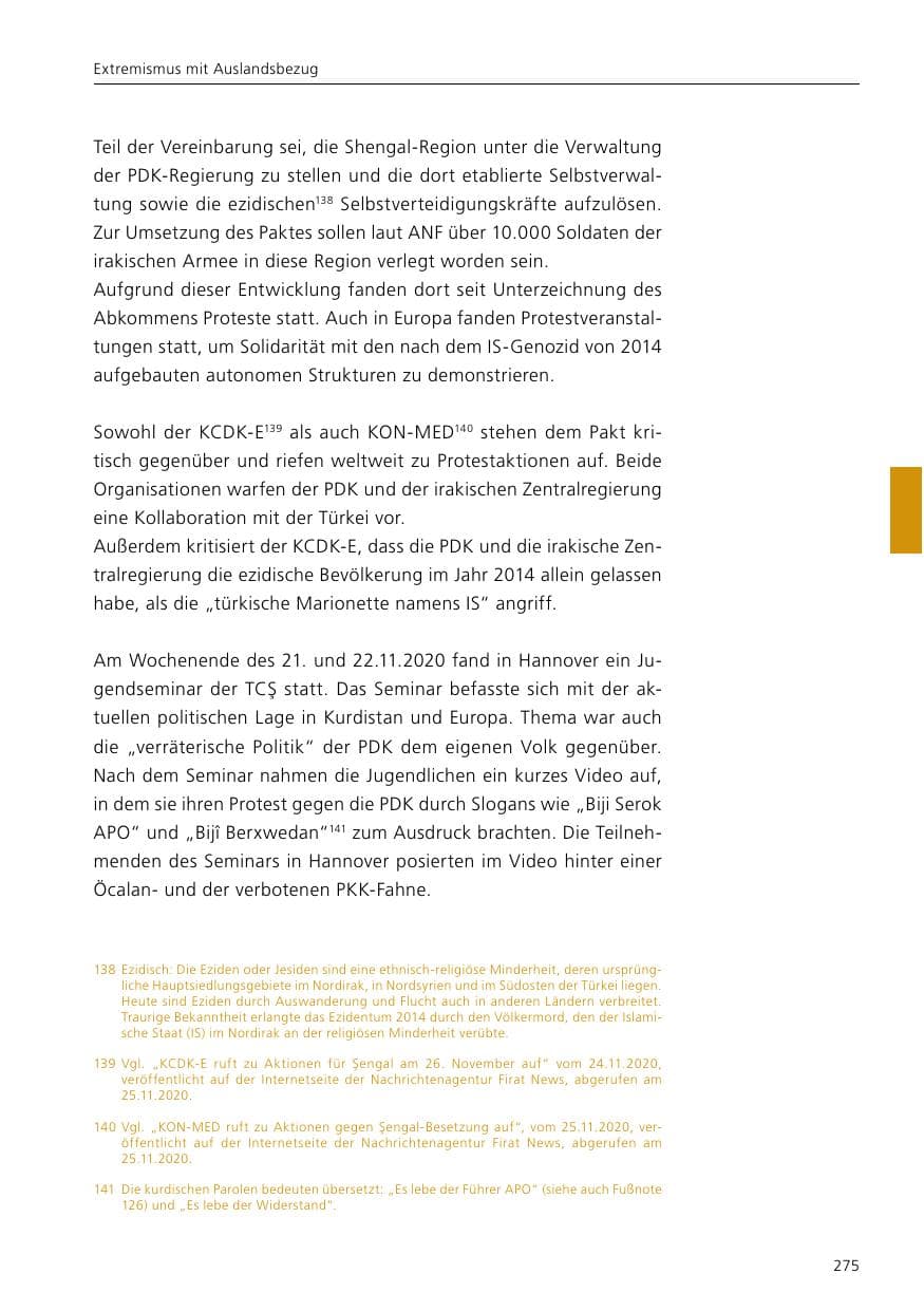 Seite 277 des Verfassungsschutzbericht 2020 Niedersachsen