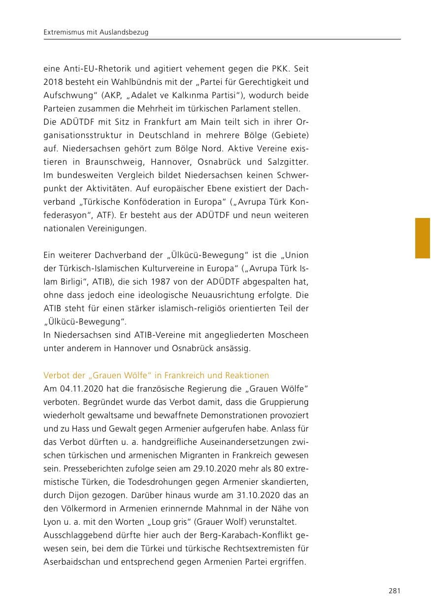 Seite 283 des Verfassungsschutzbericht 2020 Niedersachsen