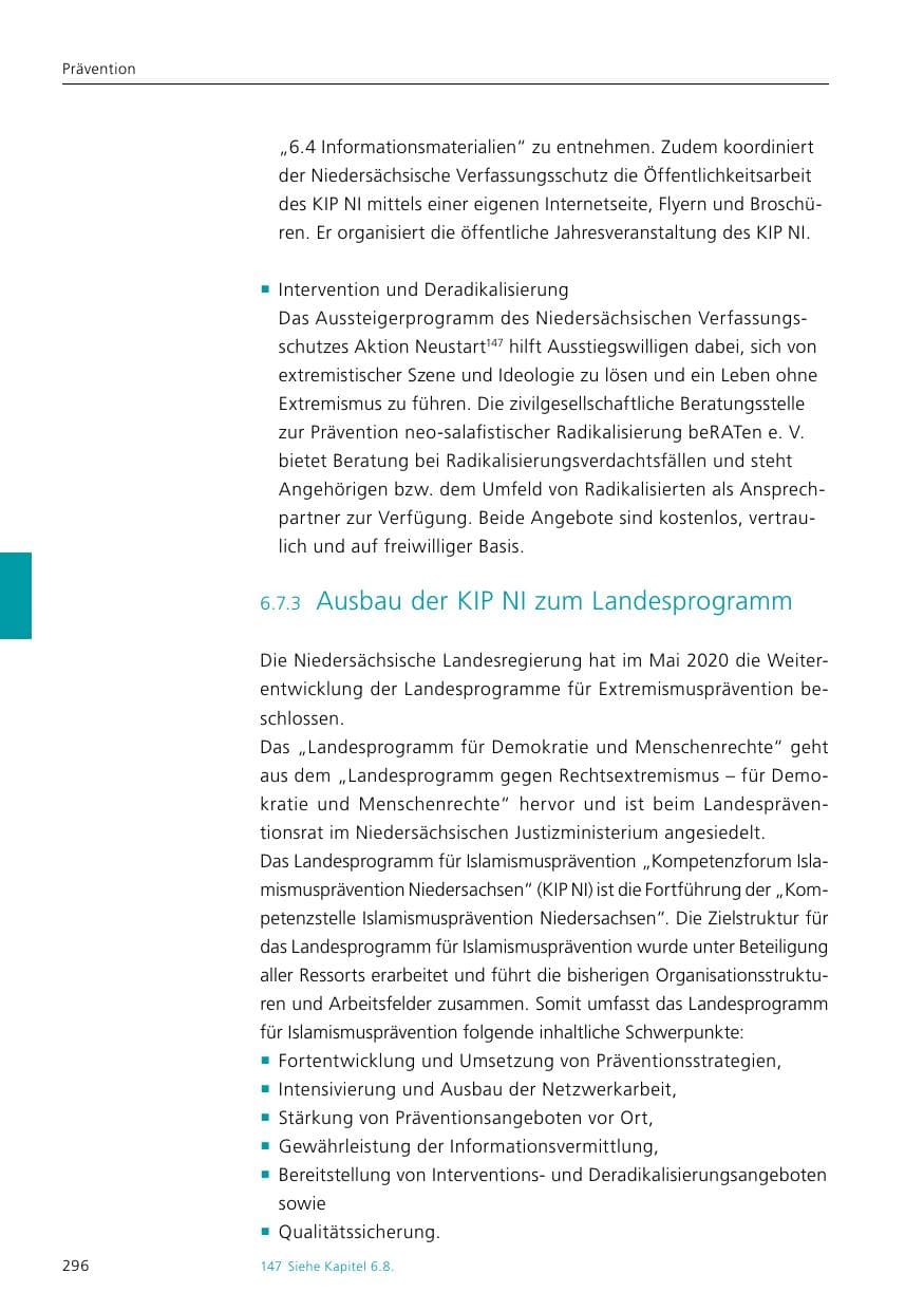 Seite 298 des Verfassungsschutzbericht 2020 Niedersachsen