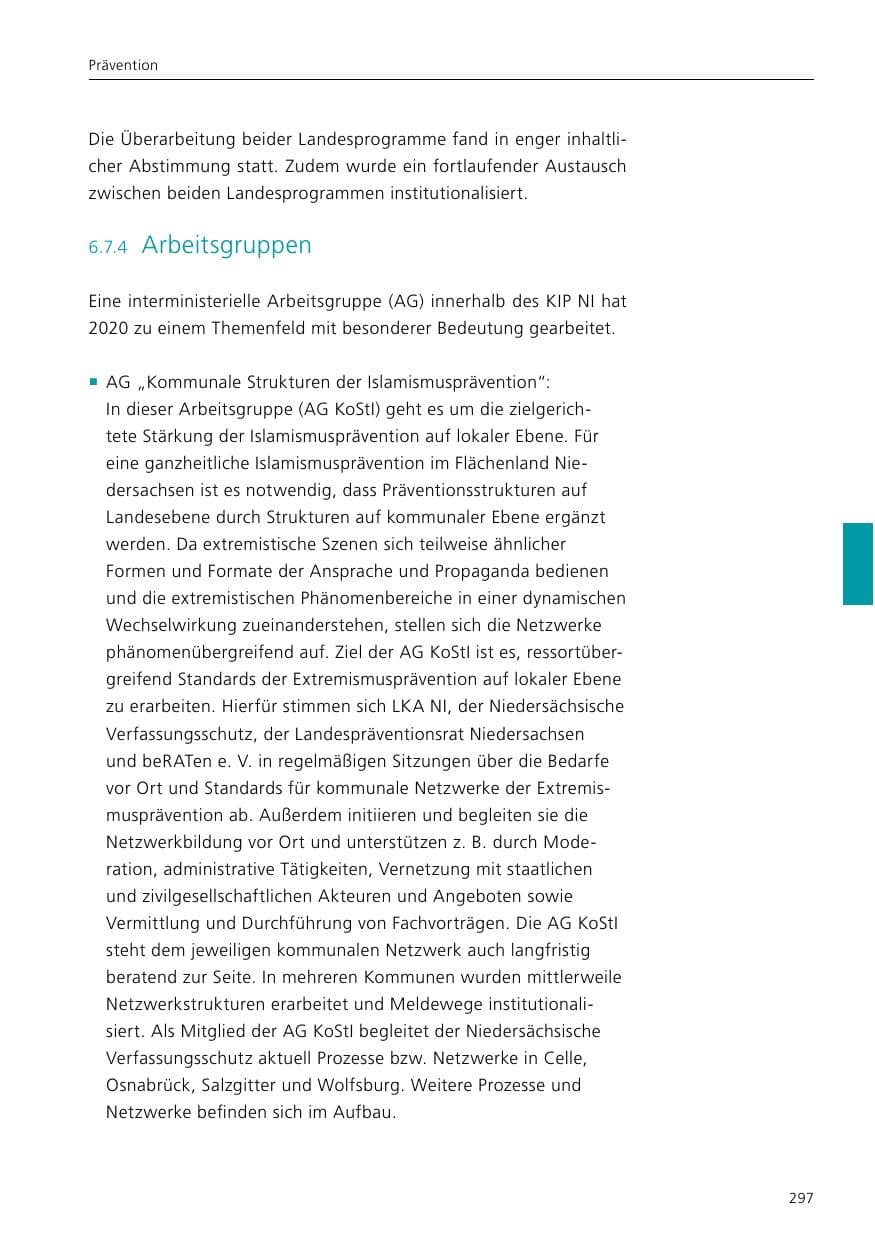 Seite 299 des Verfassungsschutzbericht 2020 Niedersachsen