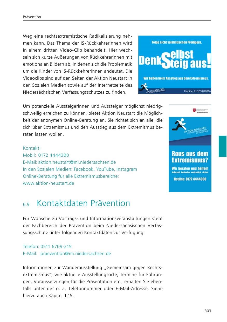 Seite 305 des Verfassungsschutzbericht 2020 Niedersachsen