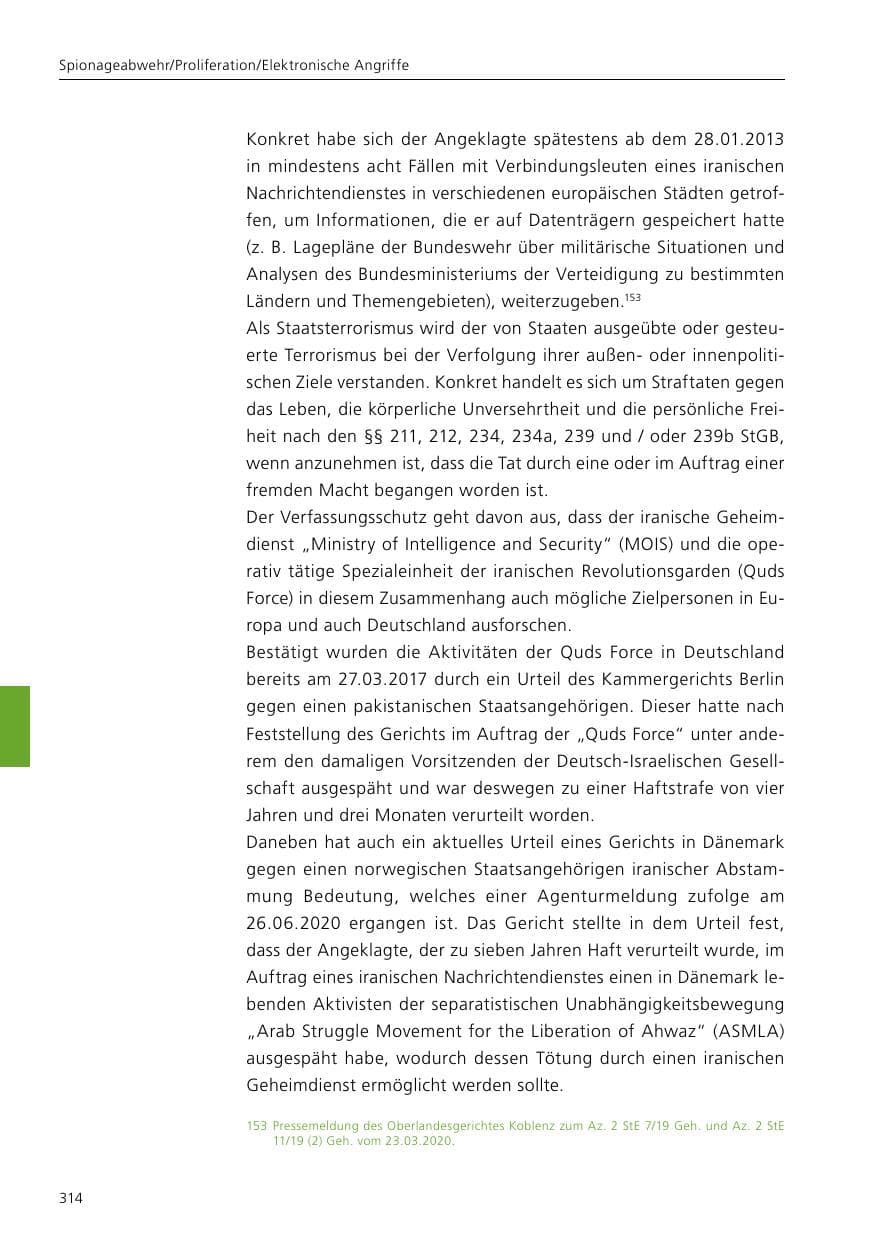 Seite 316 des Verfassungsschutzbericht 2020 Niedersachsen