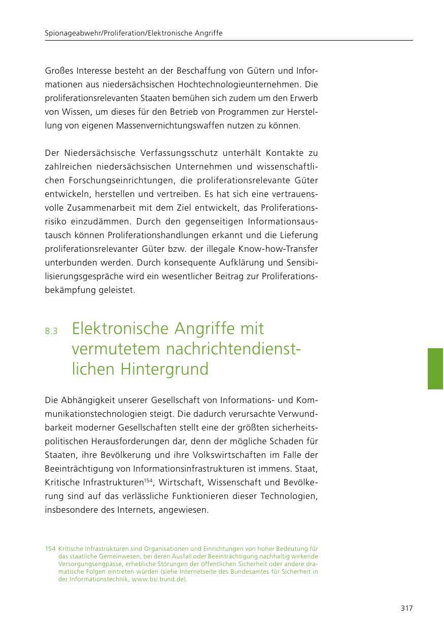Seite 319 des Verfassungsschutzbericht 2020 Niedersachsen