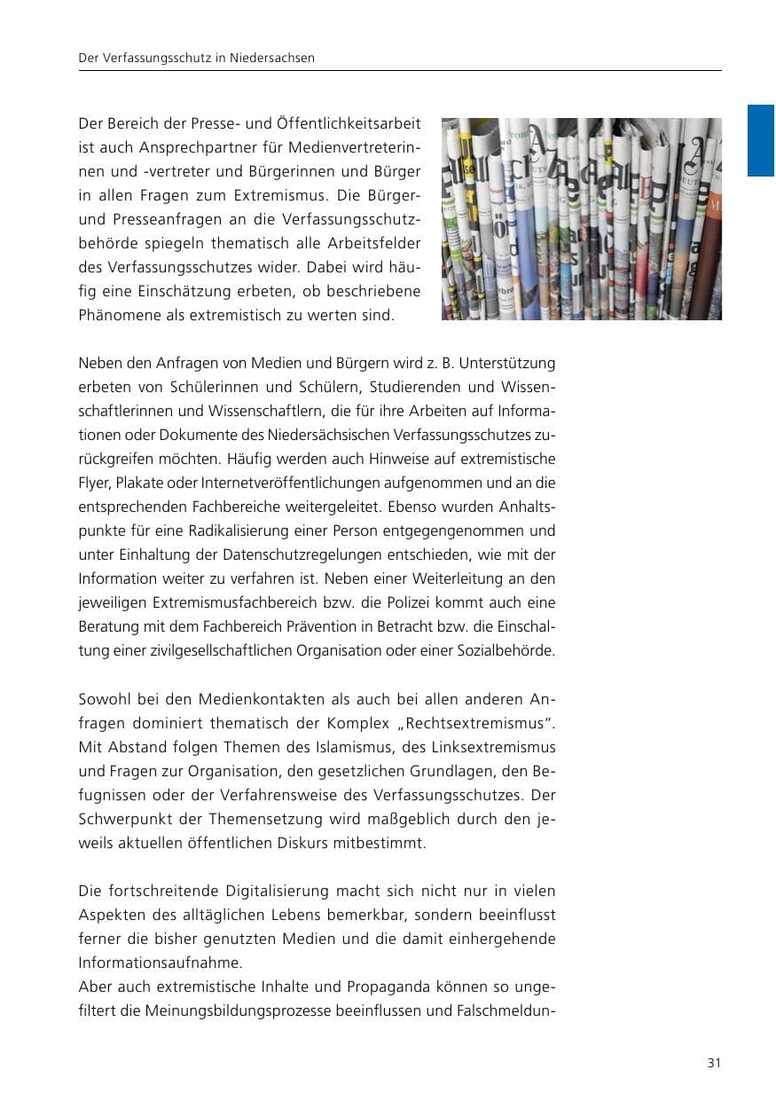 Seite 33 des Verfassungsschutzbericht 2020 Niedersachsen