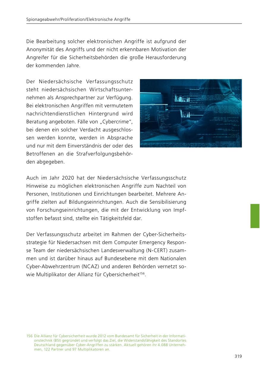 Seite 321 des Verfassungsschutzbericht 2020 Niedersachsen