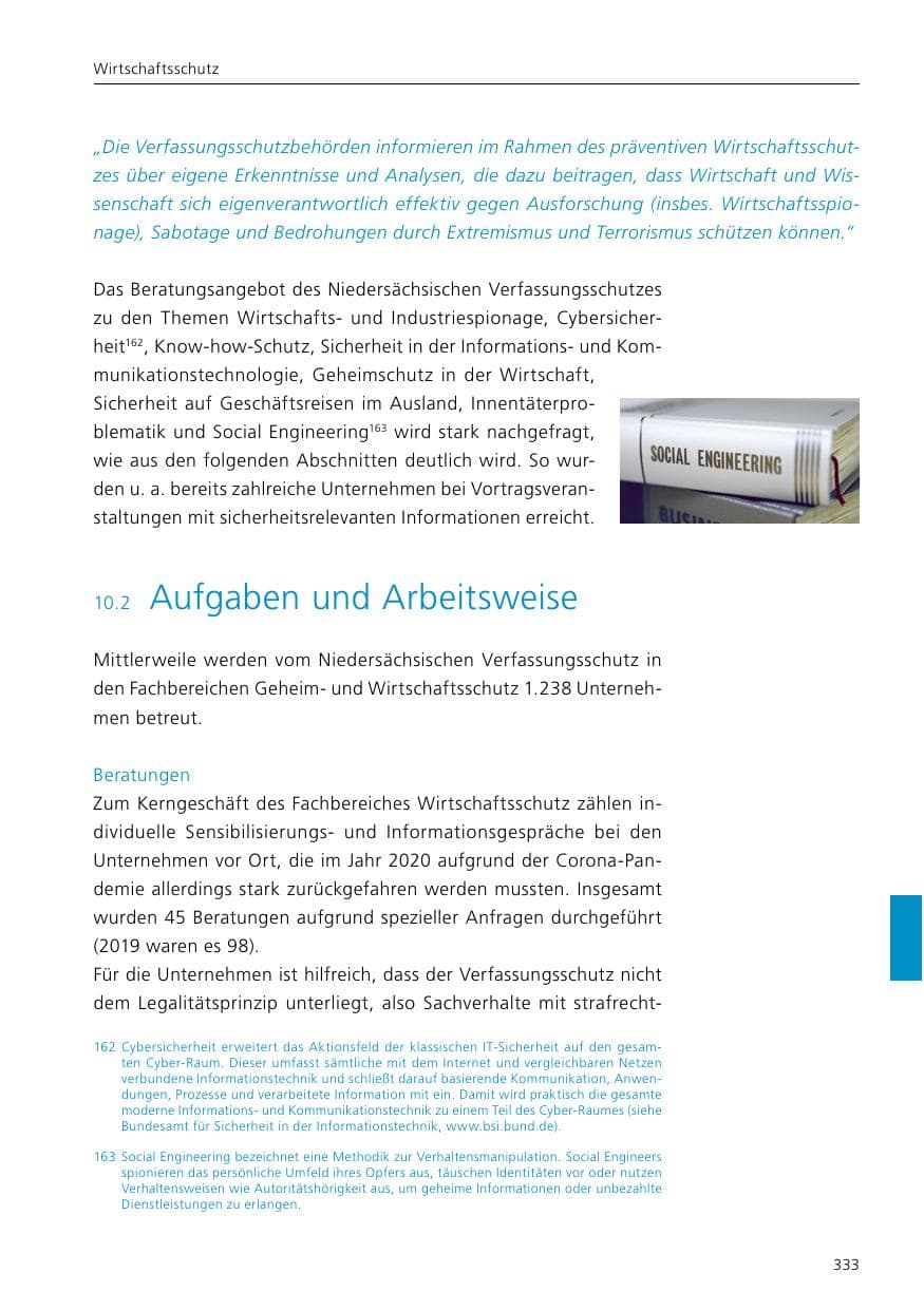 Seite 335 des Verfassungsschutzbericht 2020 Niedersachsen
