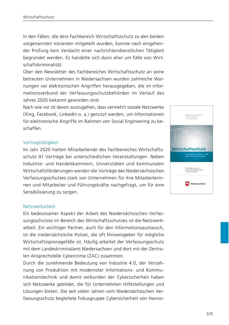 Seite 337 des Verfassungsschutzbericht 2020 Niedersachsen