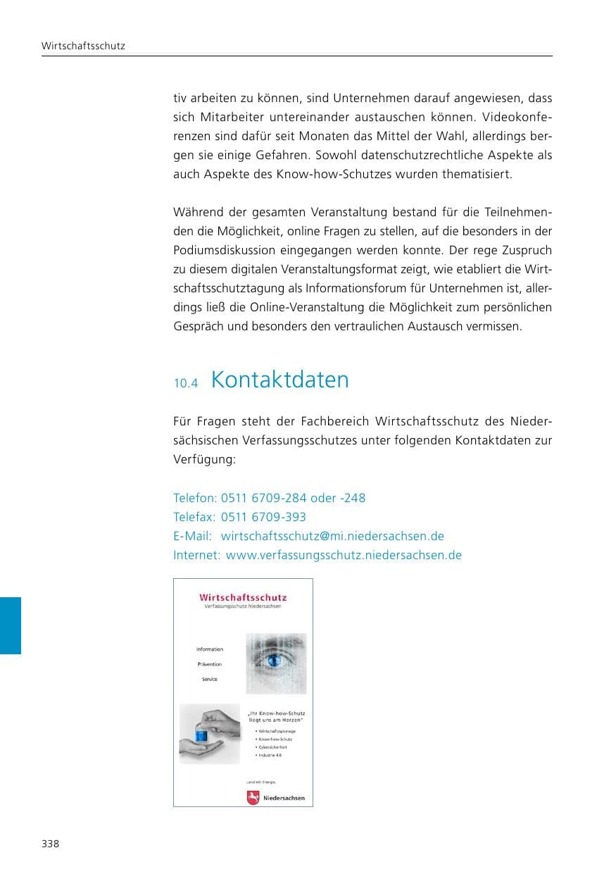 Seite 340 des Verfassungsschutzbericht 2020 Niedersachsen