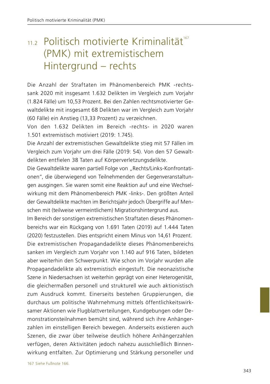 Seite 345 des Verfassungsschutzbericht 2020 Niedersachsen