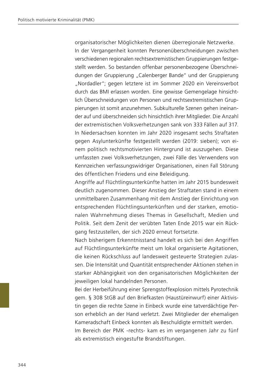 Seite 346 des Verfassungsschutzbericht 2020 Niedersachsen
