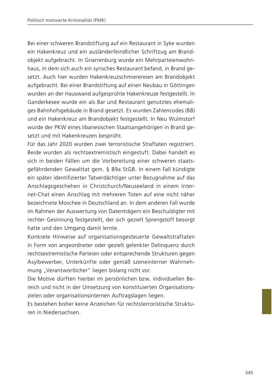 Seite 347 des Verfassungsschutzbericht 2020 Niedersachsen