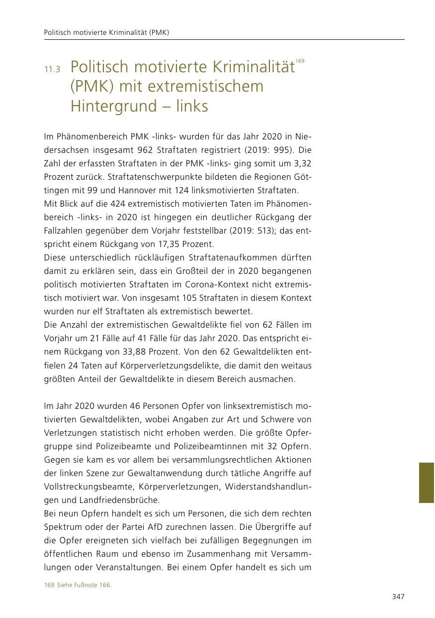 Seite 349 des Verfassungsschutzbericht 2020 Niedersachsen