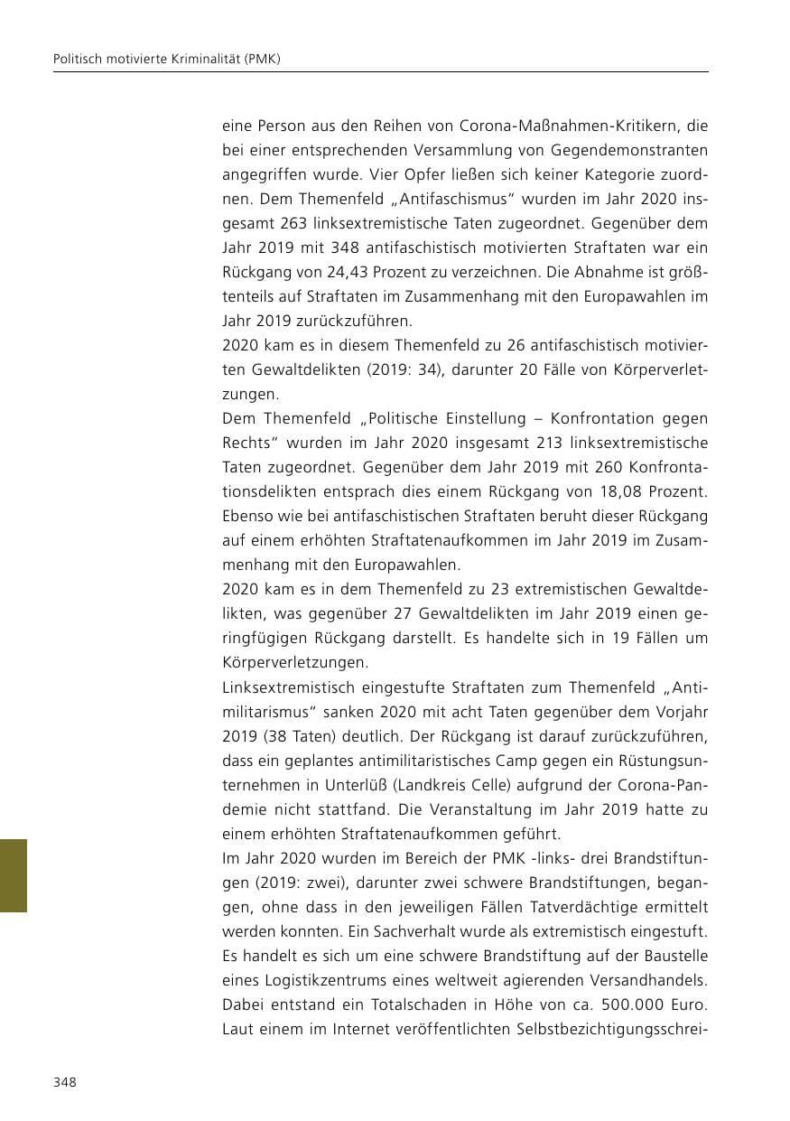 Seite 350 des Verfassungsschutzbericht 2020 Niedersachsen