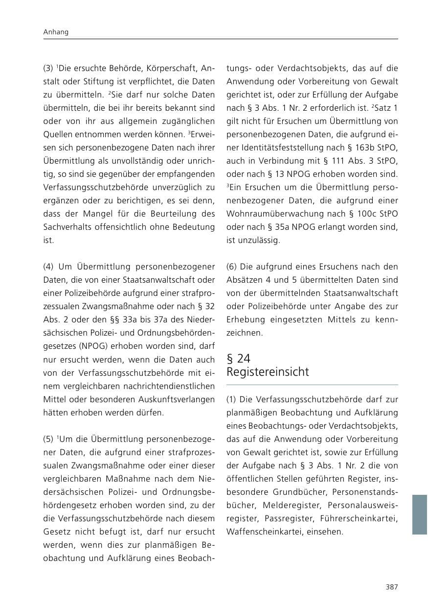 Seite 389 des Verfassungsschutzbericht 2020 Niedersachsen