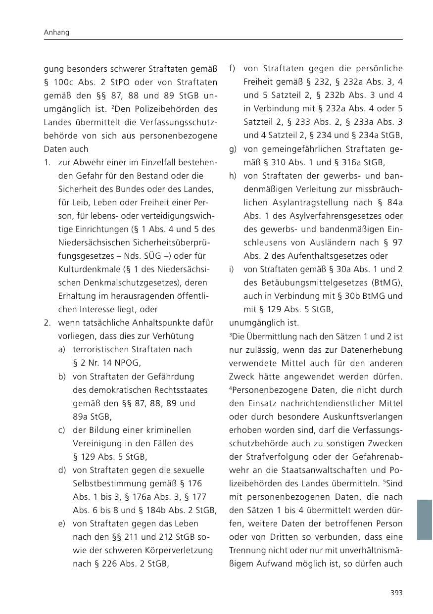 Seite 395 des Verfassungsschutzbericht 2020 Niedersachsen