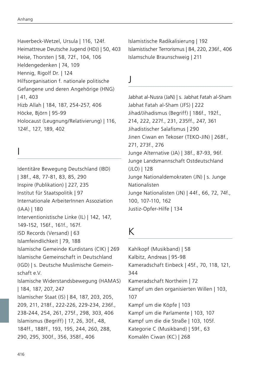 Seite 418 des Verfassungsschutzbericht 2020 Niedersachsen