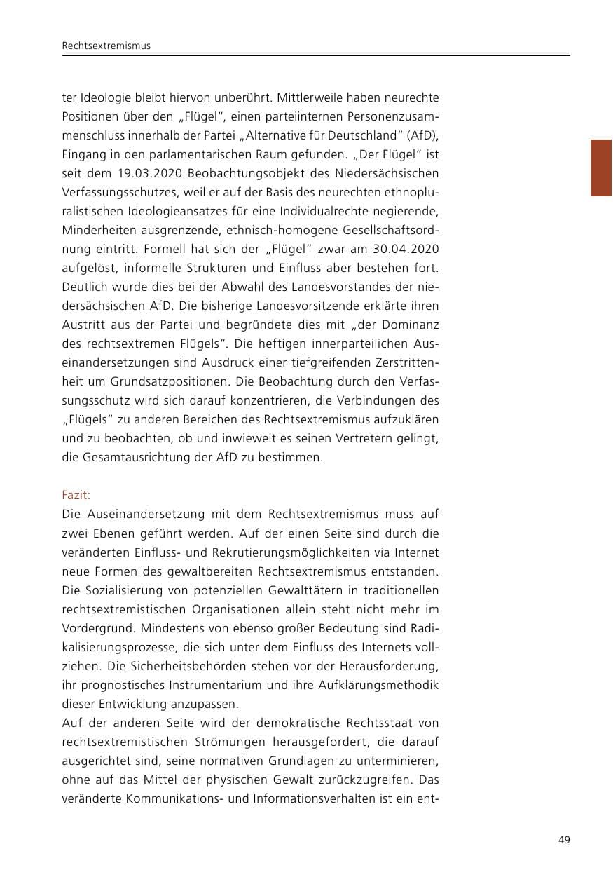 Seite 51 des Verfassungsschutzbericht 2020 Niedersachsen