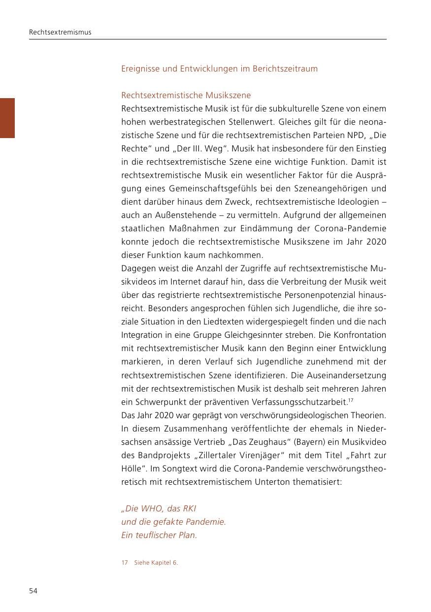 Seite 56 des Verfassungsschutzbericht 2020 Niedersachsen