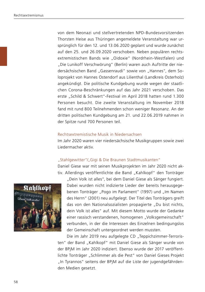 Seite 60 des Verfassungsschutzbericht 2020 Niedersachsen