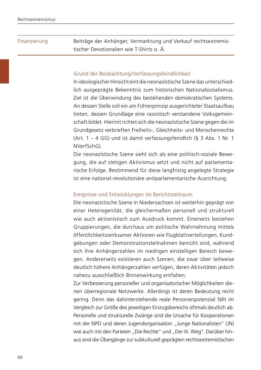 Seite 68 des Verfassungsschutzbericht 2020 Niedersachsen