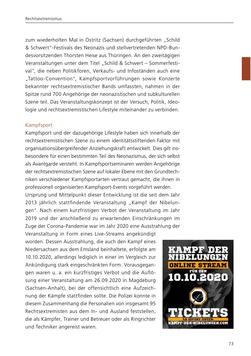 Seite 75 des Verfassungsschutzbericht 2020 Niedersachsen