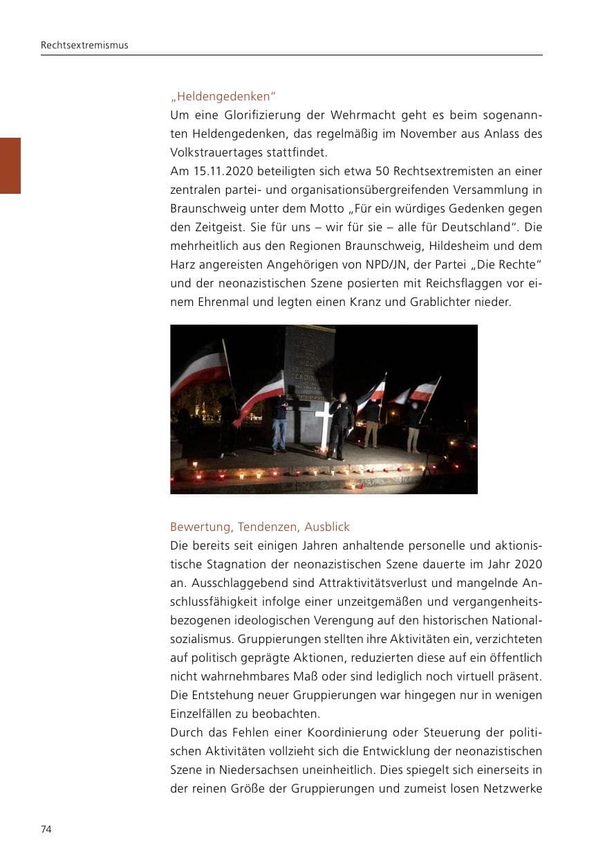 Seite 76 des Verfassungsschutzbericht 2020 Niedersachsen