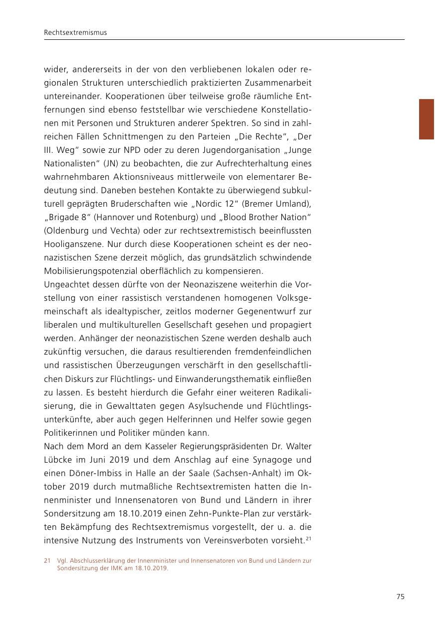 Seite 77 des Verfassungsschutzbericht 2020 Niedersachsen