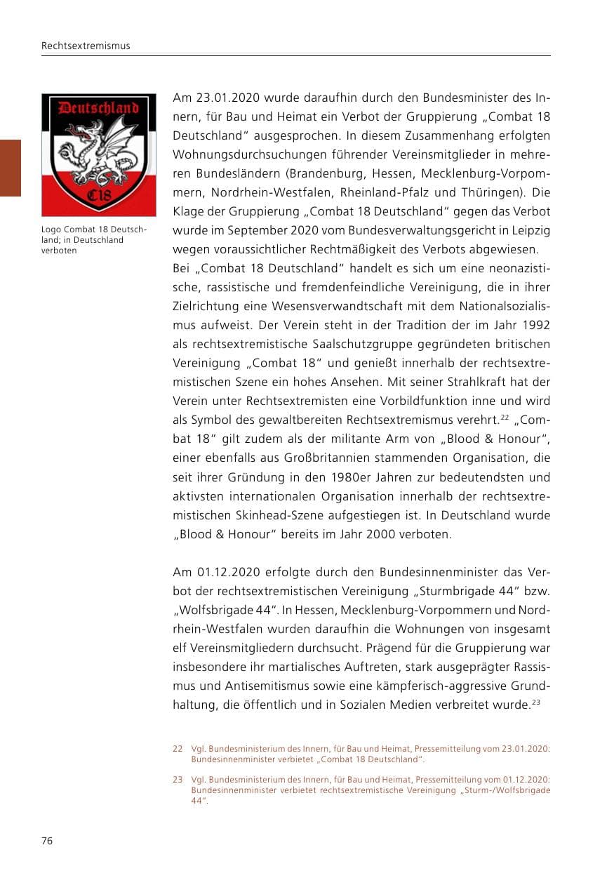 Seite 78 des Verfassungsschutzbericht 2020 Niedersachsen