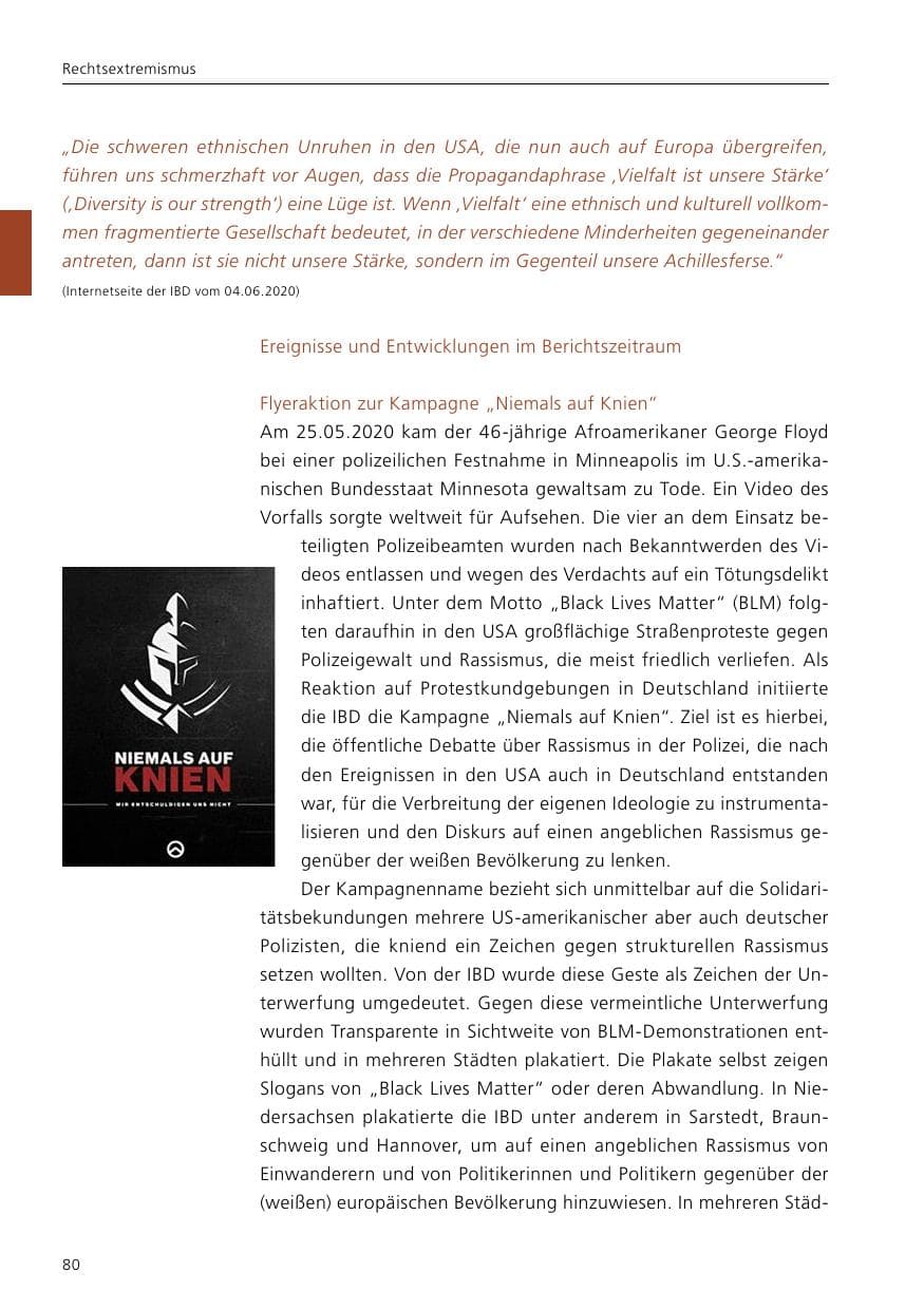 Seite 82 des Verfassungsschutzbericht 2020 Niedersachsen