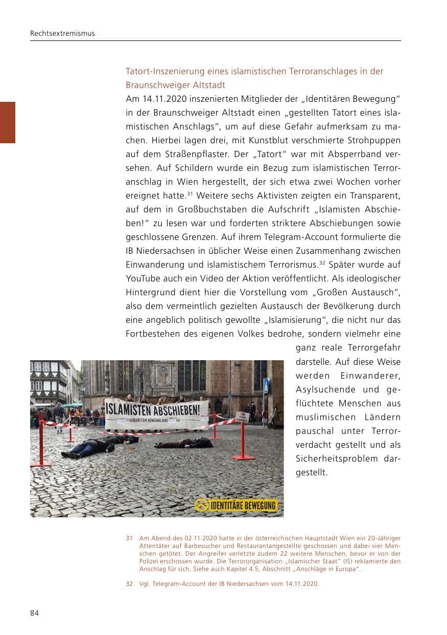 Seite 86 des Verfassungsschutzbericht 2020 Niedersachsen
