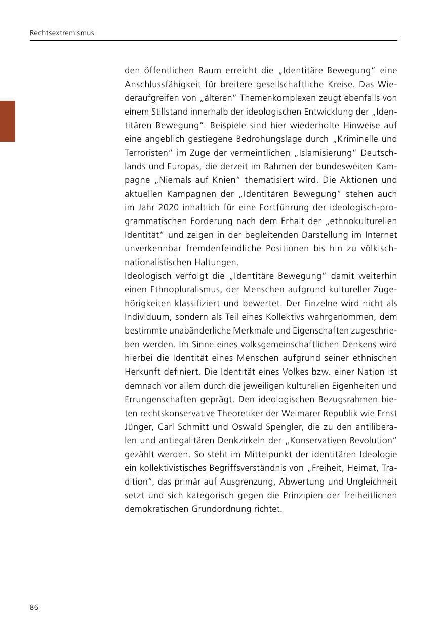 Seite 88 des Verfassungsschutzbericht 2020 Niedersachsen