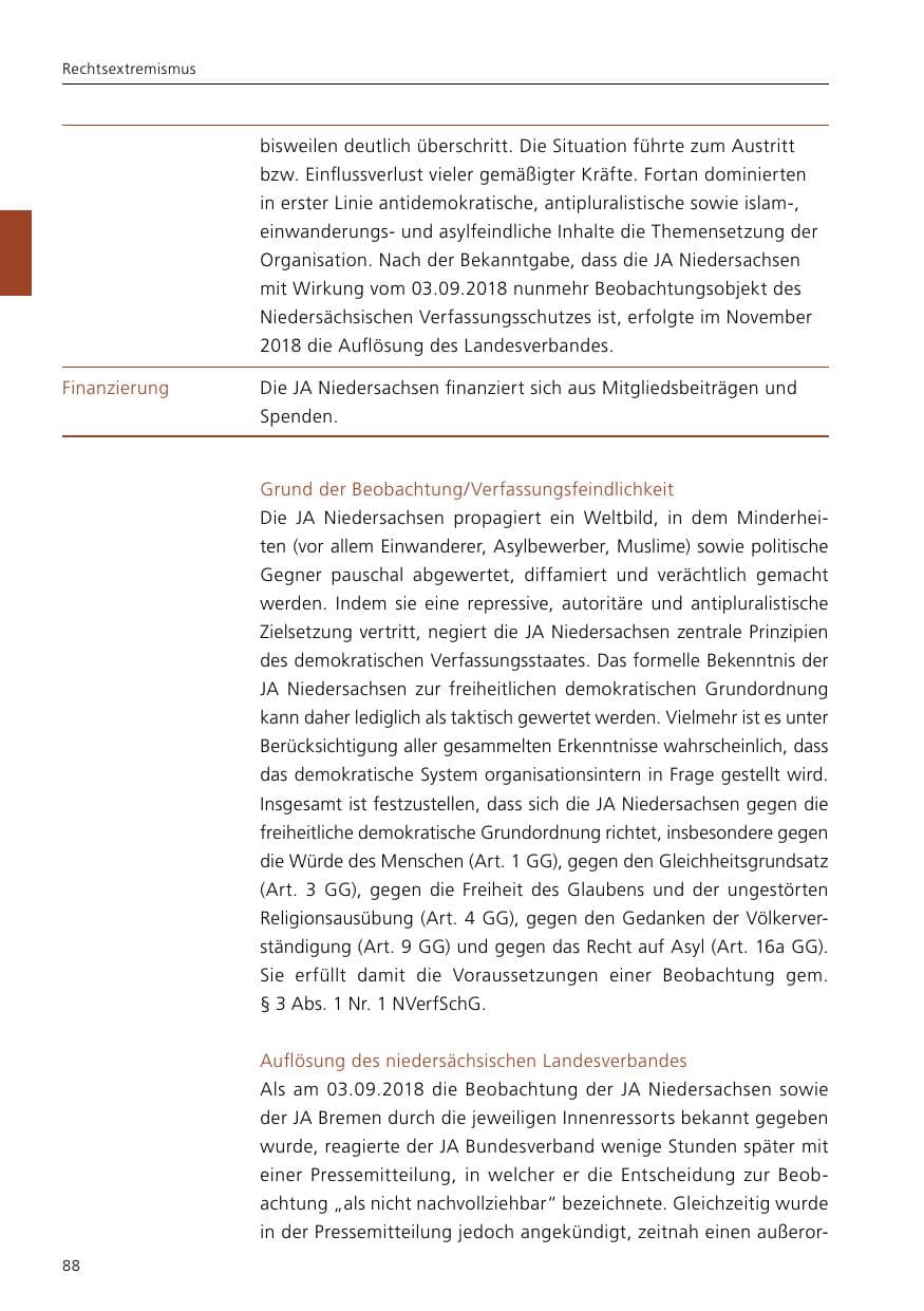 Seite 90 des Verfassungsschutzbericht 2020 Niedersachsen