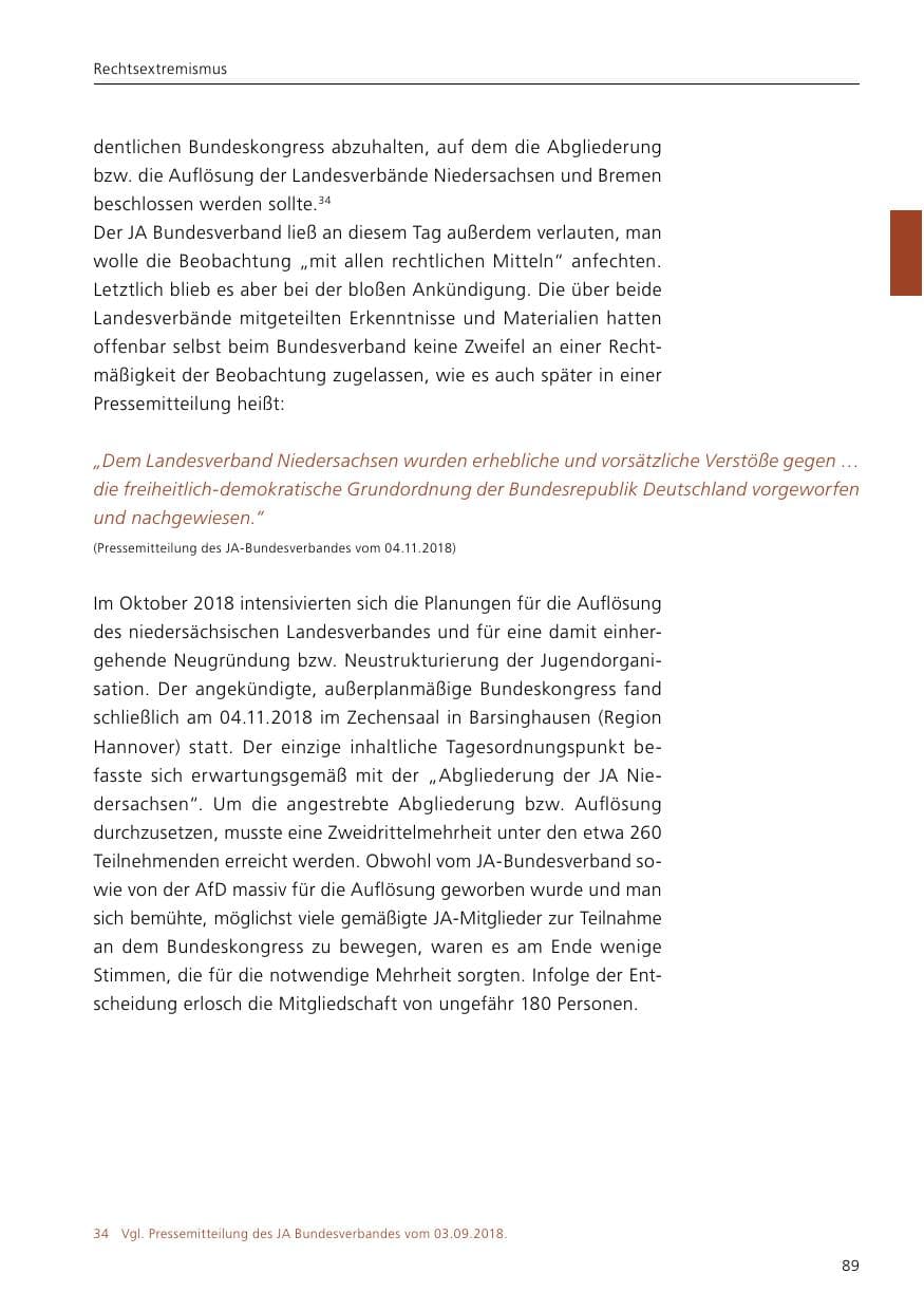 Seite 91 des Verfassungsschutzbericht 2020 Niedersachsen