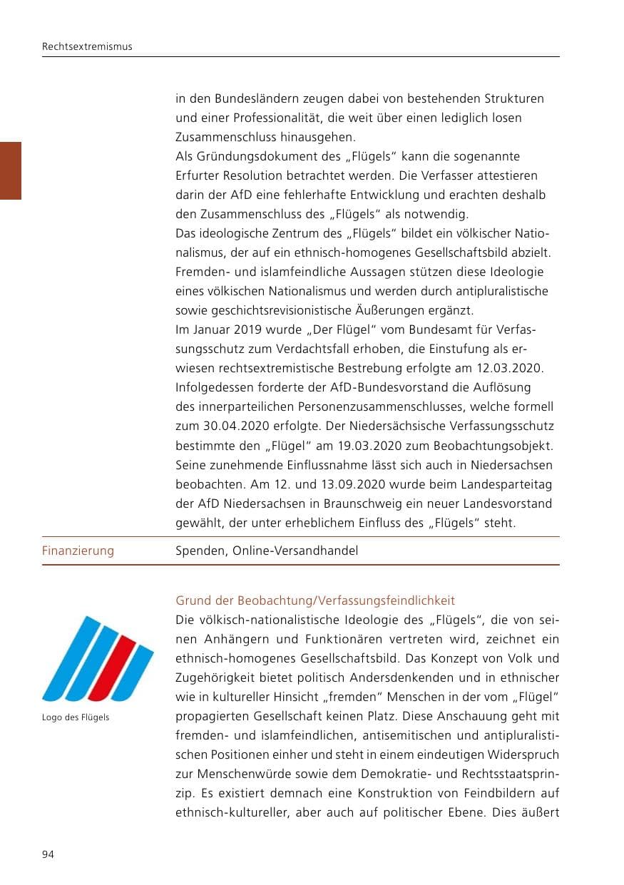 Seite 96 des Verfassungsschutzbericht 2020 Niedersachsen