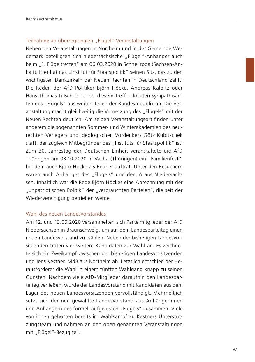 Seite 99 des Verfassungsschutzbericht 2020 Niedersachsen