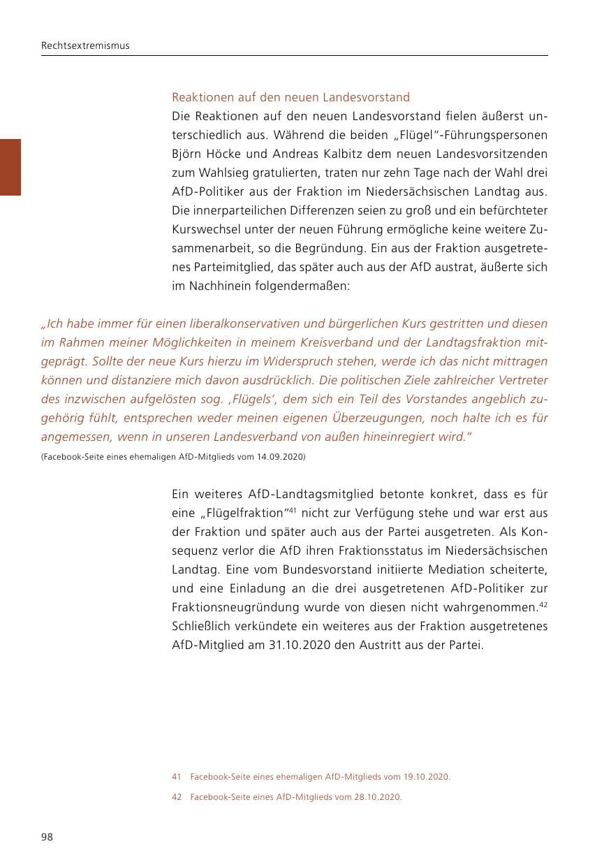 Seite 100 des Verfassungsschutzbericht 2020 Niedersachsen
