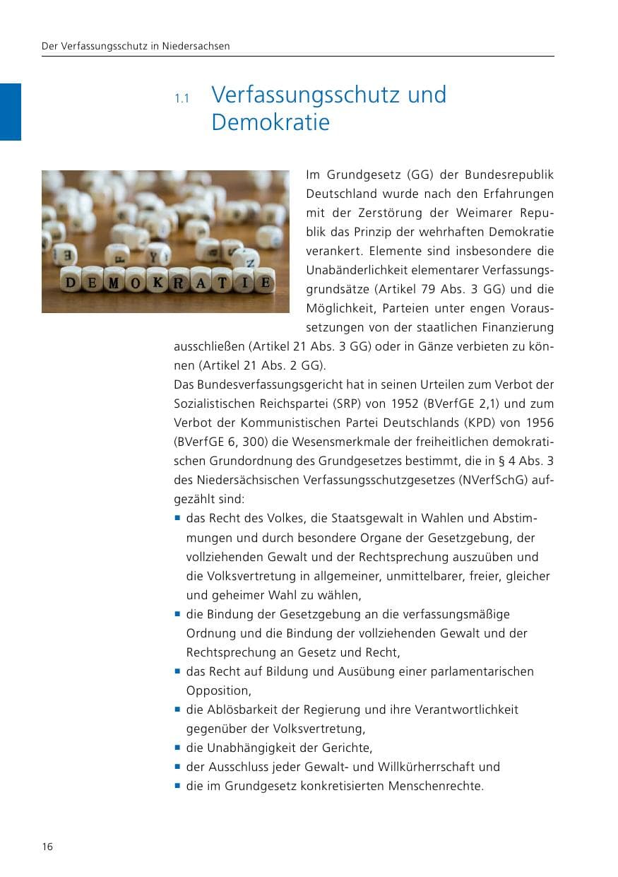 Seite 18 des Verfassungsschutzbericht 2021 Niedersachsen