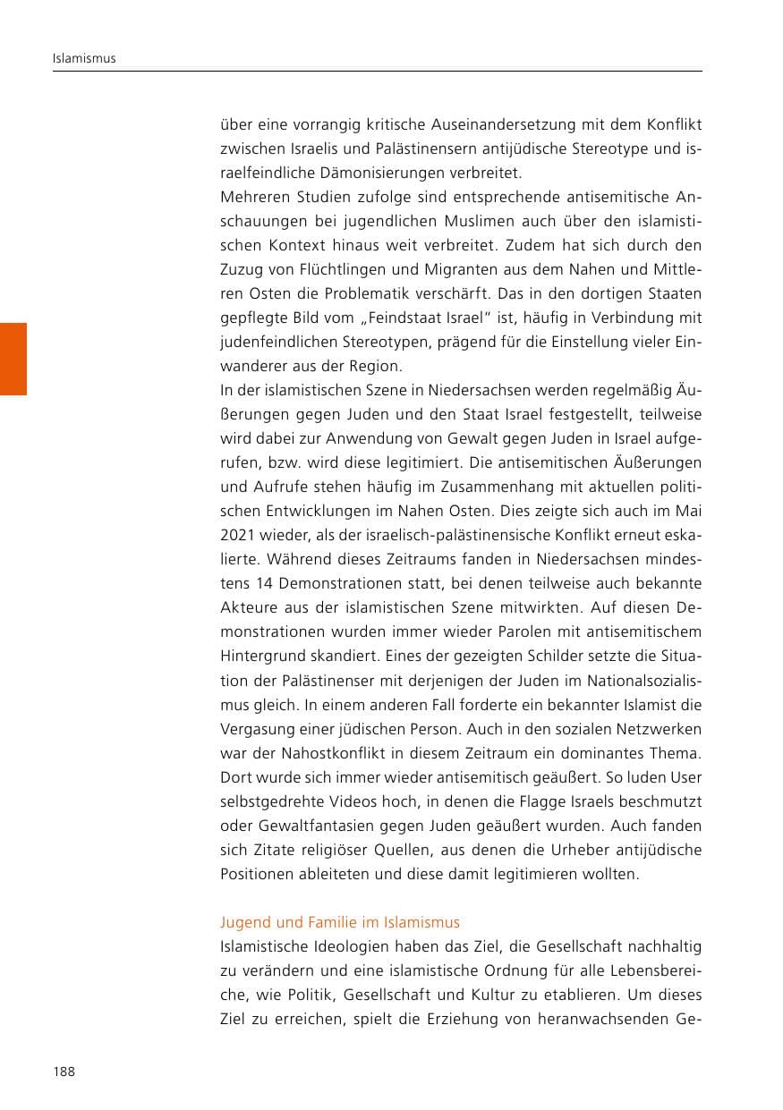 Seite 190 des Verfassungsschutzbericht 2021 Niedersachsen