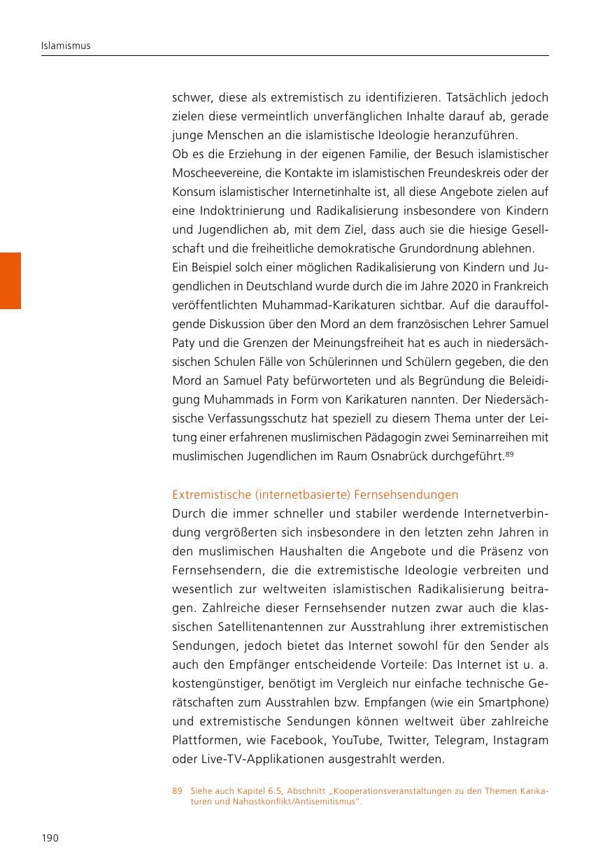 Seite 192 des Verfassungsschutzbericht 2021 Niedersachsen
