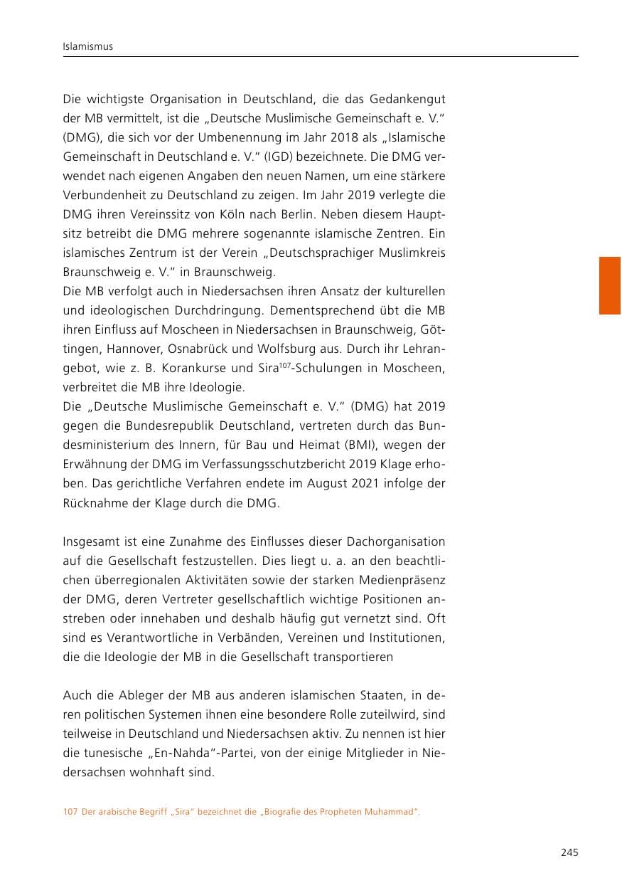 Seite 247 des Verfassungsschutzbericht 2021 Niedersachsen