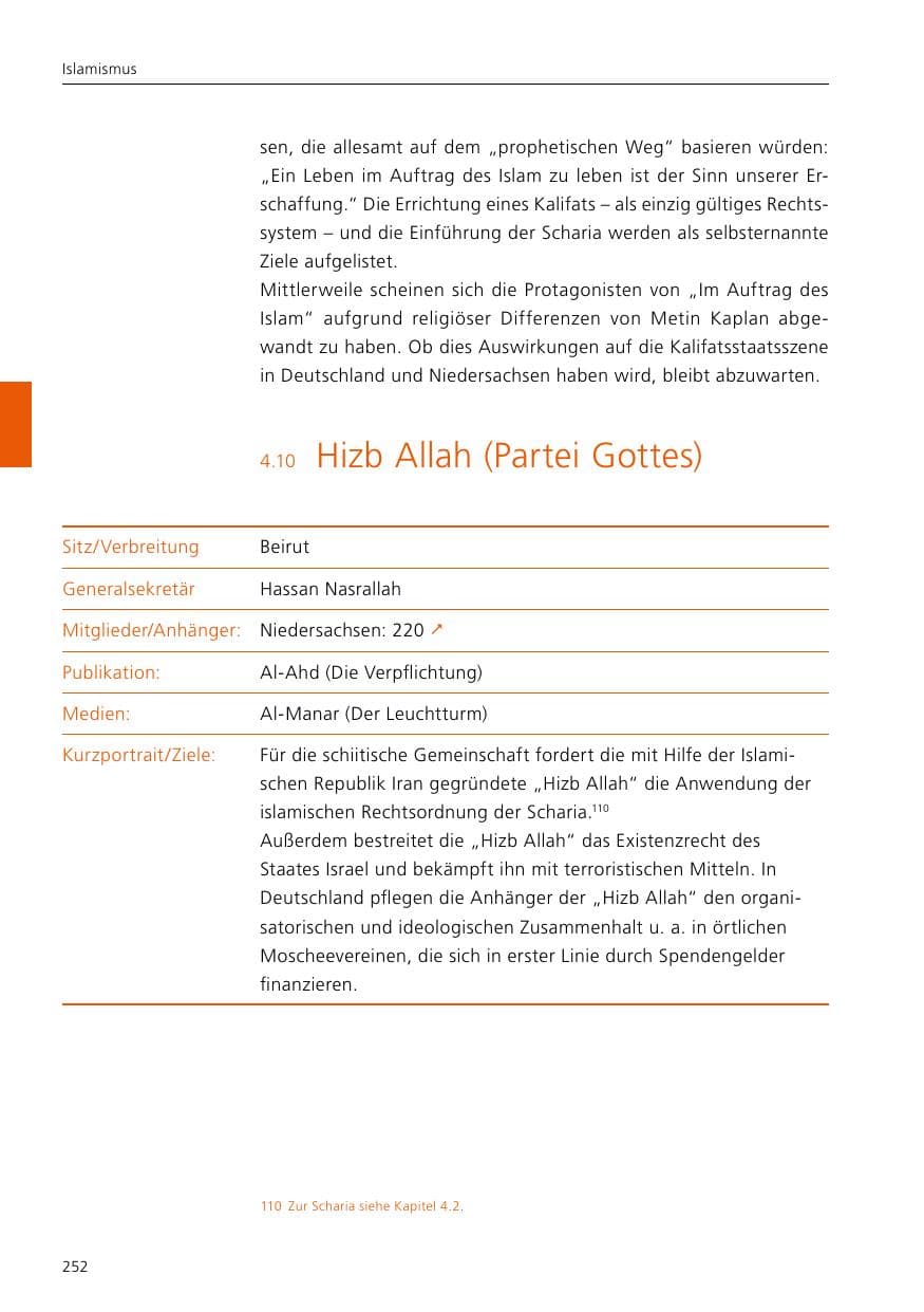 Seite 254 des Verfassungsschutzbericht 2021 Niedersachsen