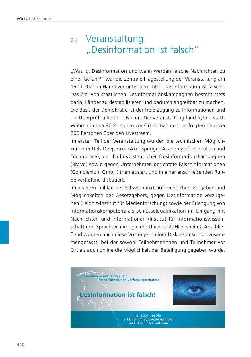 Seite 342 des Verfassungsschutzbericht 2021 Niedersachsen