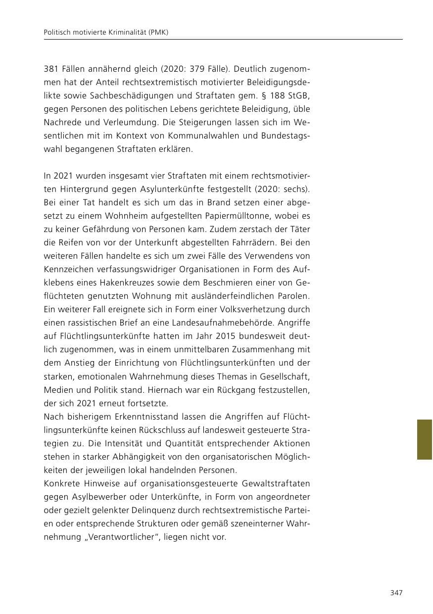 Seite 349 des Verfassungsschutzbericht 2021 Niedersachsen