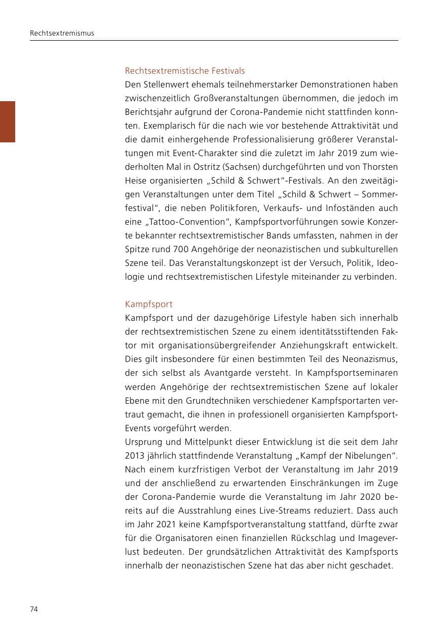 Seite 76 des Verfassungsschutzbericht 2021 Niedersachsen