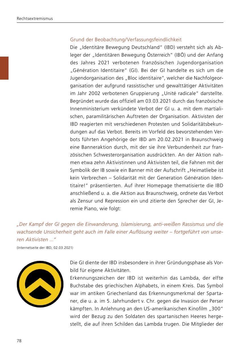 Seite 80 des Verfassungsschutzbericht 2021 Niedersachsen